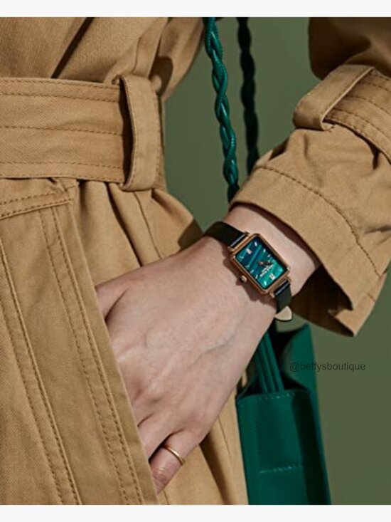 Dainty Malachite Dial Wrist Watch with Leather Strap, Elegant Gift main image 7